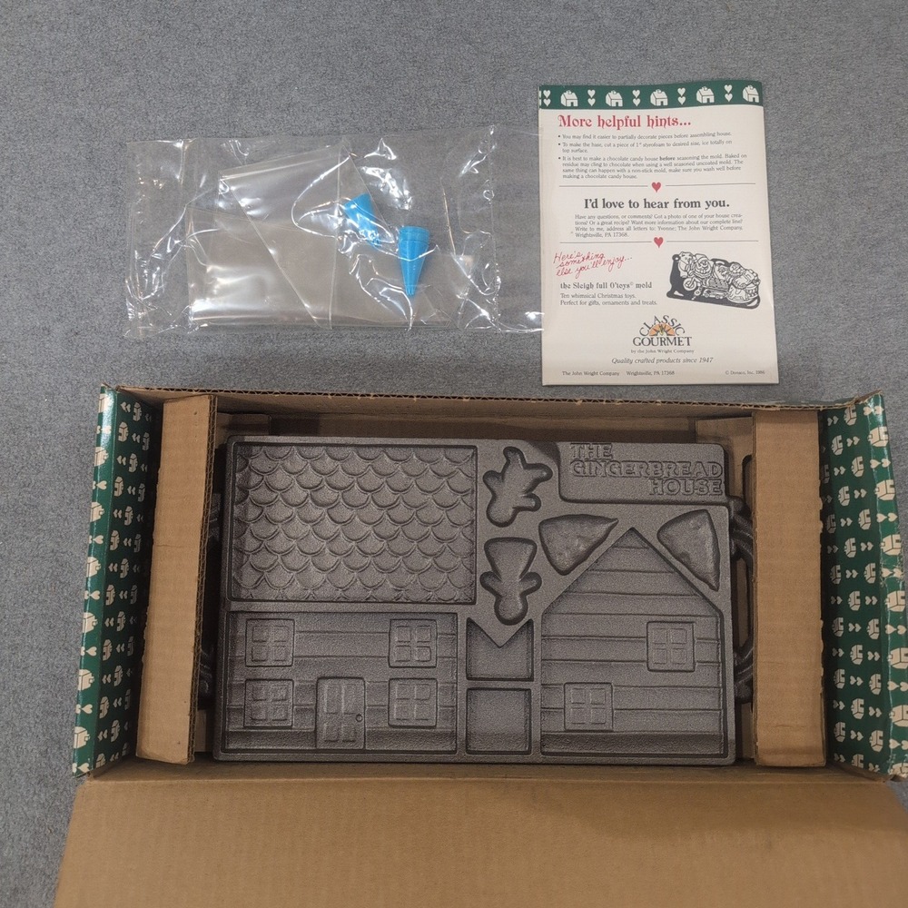 John Wright Fun & Easy All Occasion Gingerbread House Cast Iron Mold Kit 73-028 - Picture 6 of 8